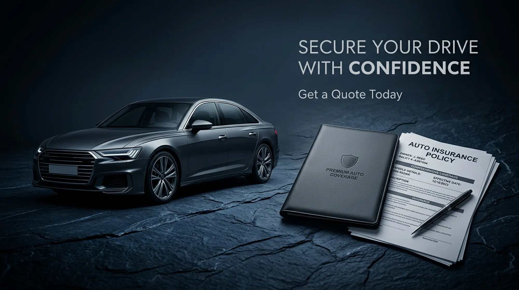 Фон: автомобиль и страховые документы